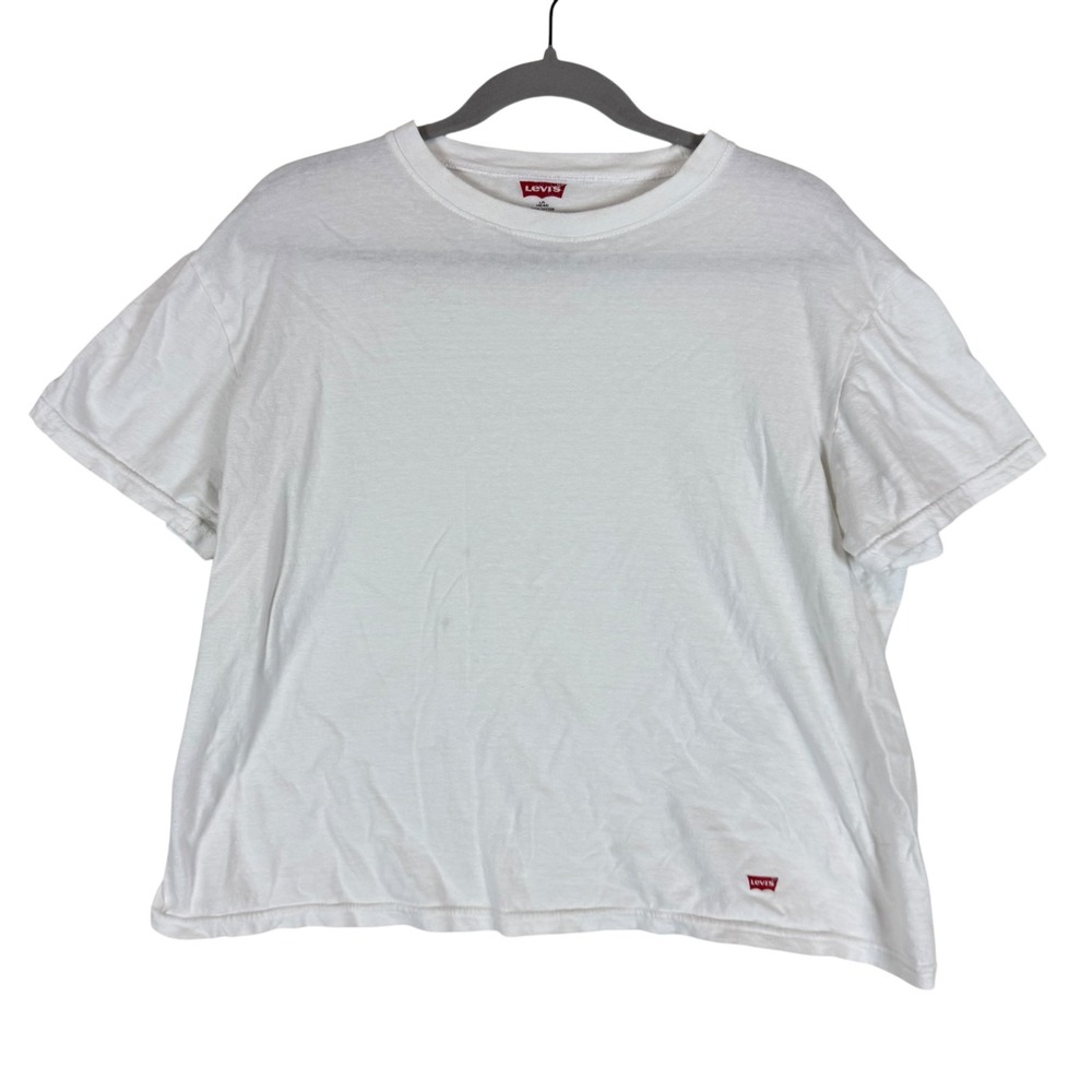 Levi's Shirt Boys Large White Crewneck Short Sleeve 100% Cotton Basic Casual